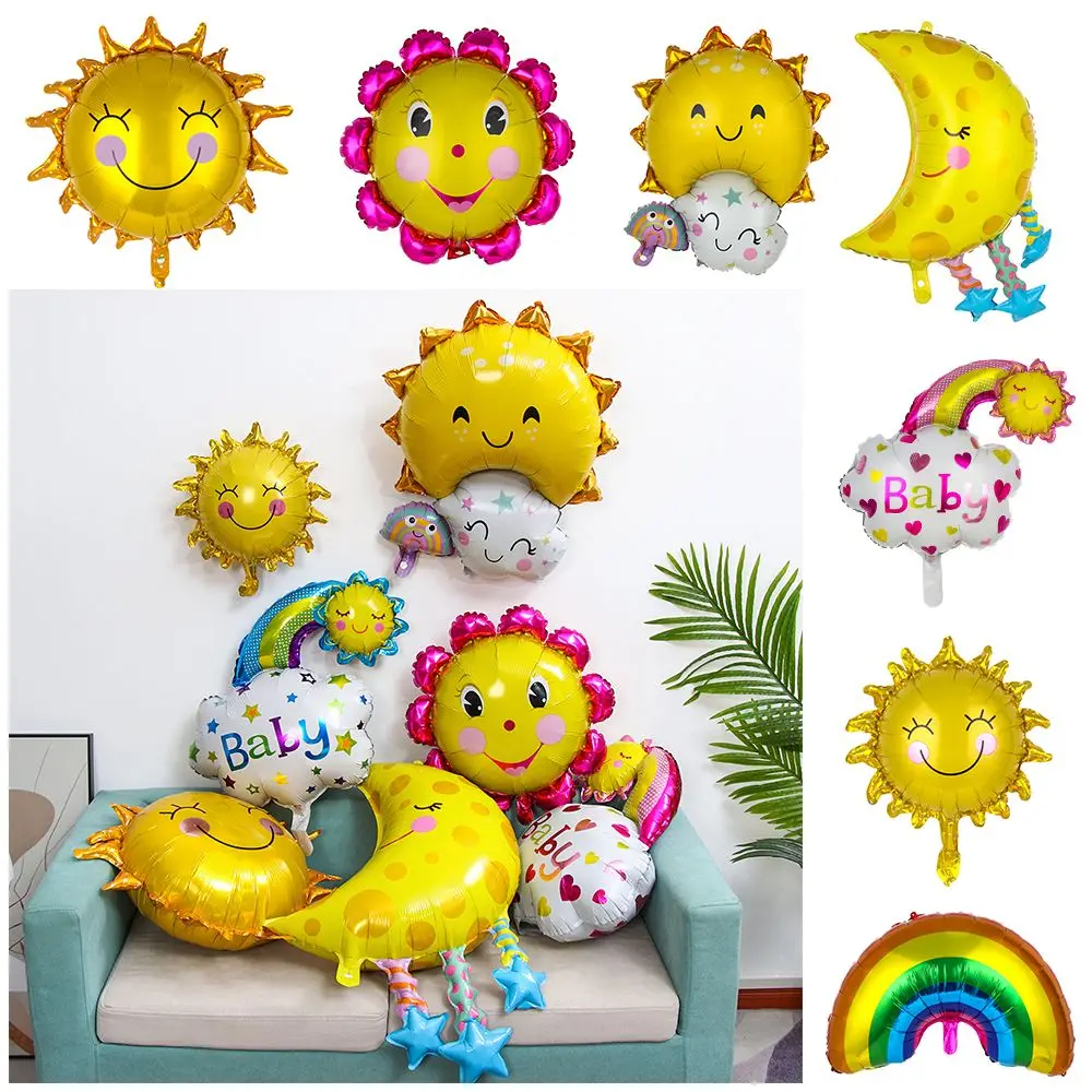 

Gift Star Tassels Decor Baby Shower Happy Birthday Cartoon Sun Moon Foil Balloon Cartoon Flower Balloons Rainbow Cloud
