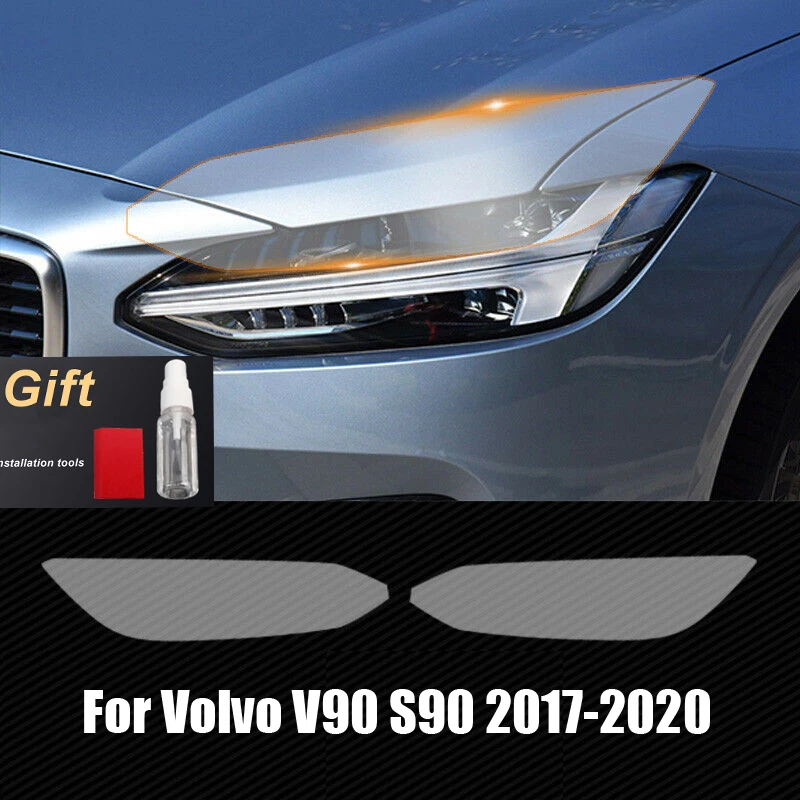 

Car LH+RH Smoke TPU Headlights Protective Precut Front Light Film Sticker Cover Trim For Volvo V90 S90 2017-2020 Accessories