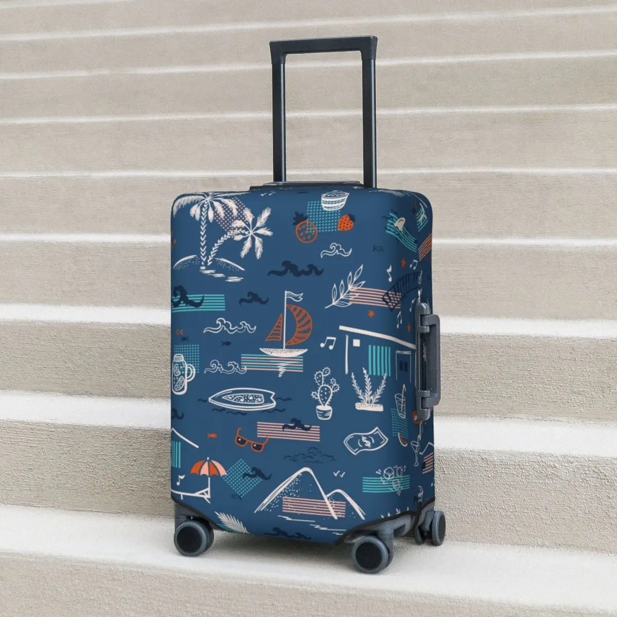 

Чехол для чемодана для отдыха на лето, Пляжное растение, голубой праздничный Дорожный чемодан, защитные принадлежности