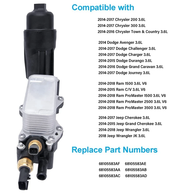 Для Dodge Jeep Ram 17-21 корпус масляного фильтра двигателя 68596318AB 68596317AB 68596317AA 68310865AA 68105583AG