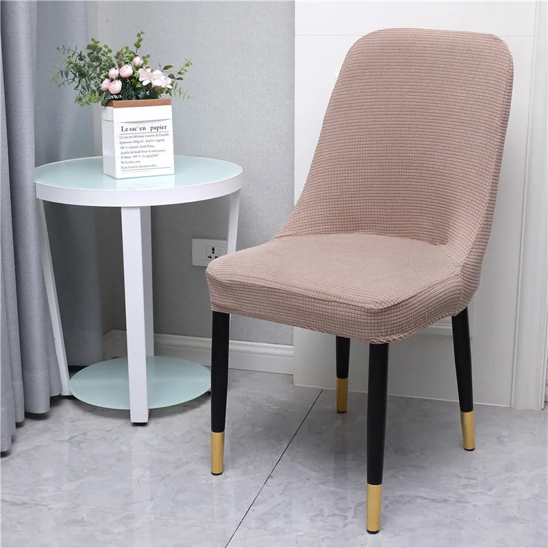 

Polar Fleece Curved Back Chair Cover Dining Chair Cover Stretch Seat Cover Sloping Chair Slipcover for Home Hotel Banquet