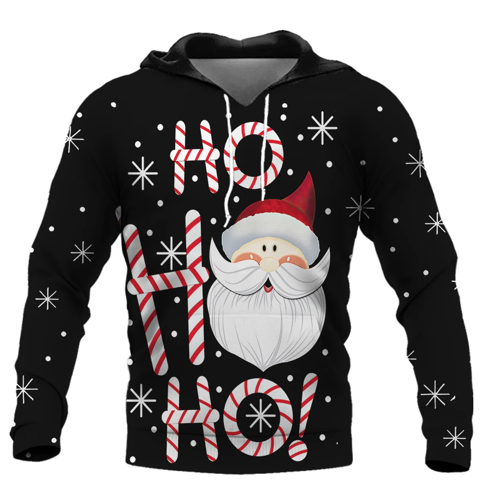 

3D Santa Claus Print Hoodies For Men Cartoon Snowman Pattern Women's Sweatshirts Funny Cat Oversized Pullover X'mas Y2K Clothing