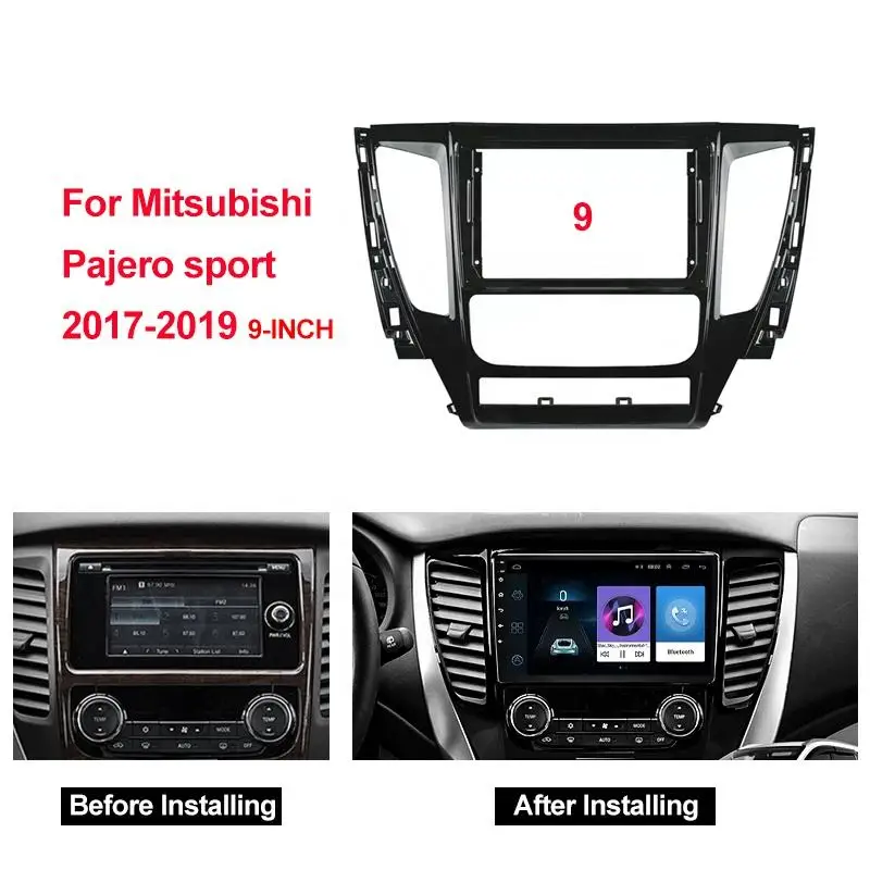 

Автомобильный радиоприемник Fascia панель Рамка для Mitsubishi Pajero Sport 2017-2019 установка DVD GPS Mp5 пластиковый комплект крепления для приборной панели 2 Din 9 дюймов