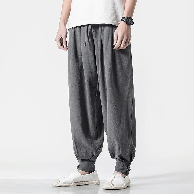 

New Arrival Fashion Linen Men's Loose Lantern Large Casual Cotton Hemp Harlen Summer Pants Men Size M L XL 2XL 3XL 4XL 5XL