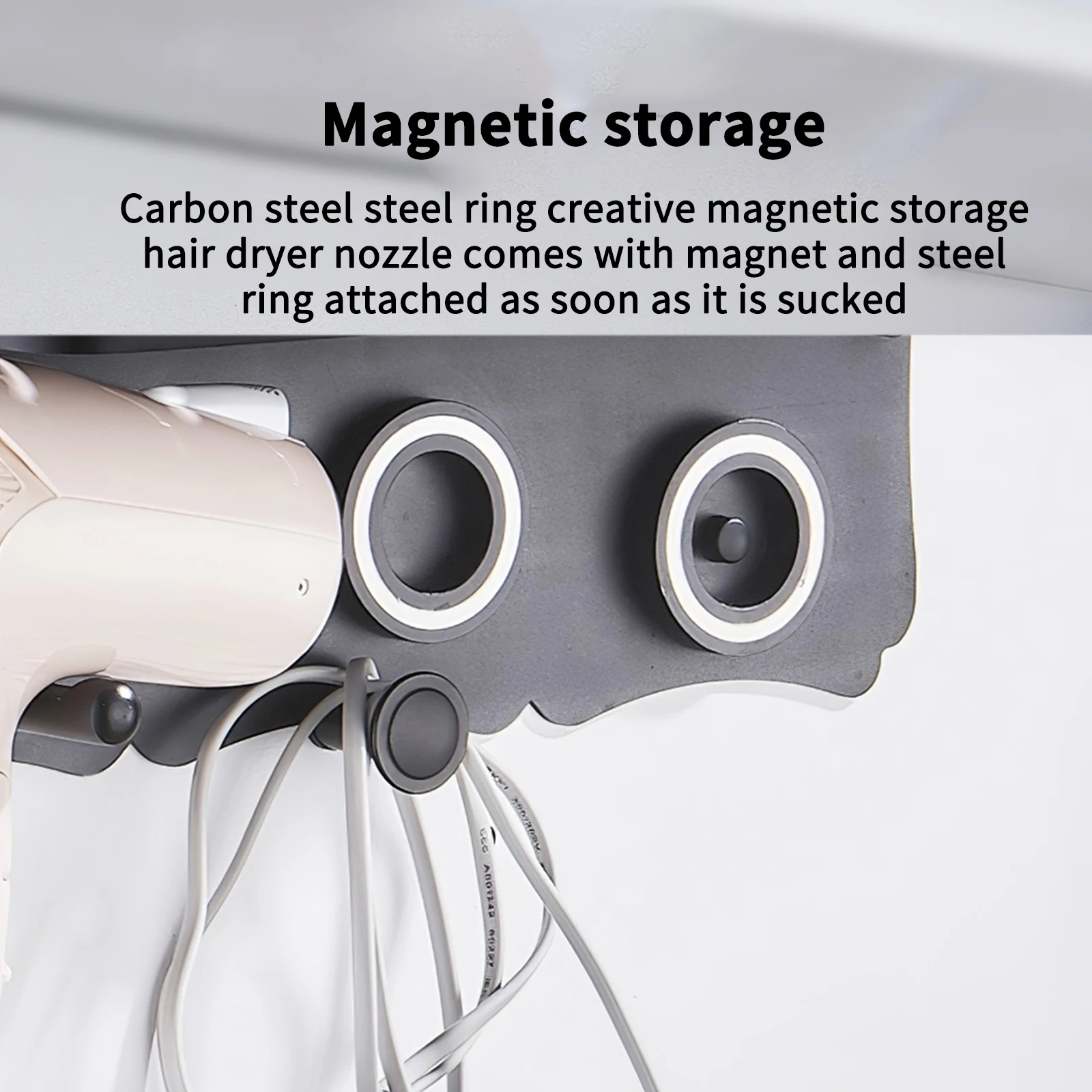 

Bathroom Hairdryer Storage Rack With Glue Sticker Hair Dryer Storage Shelf Waterproof Space Aluminum Hair Blower Holder