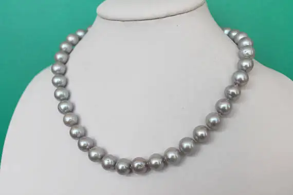 

Ювелирные изделия из жемчуга АА уникального дизайна, ожерелье из пресноводного жемчуга серого цвета 8-9 мм, очаровательный подарок на свадьб...