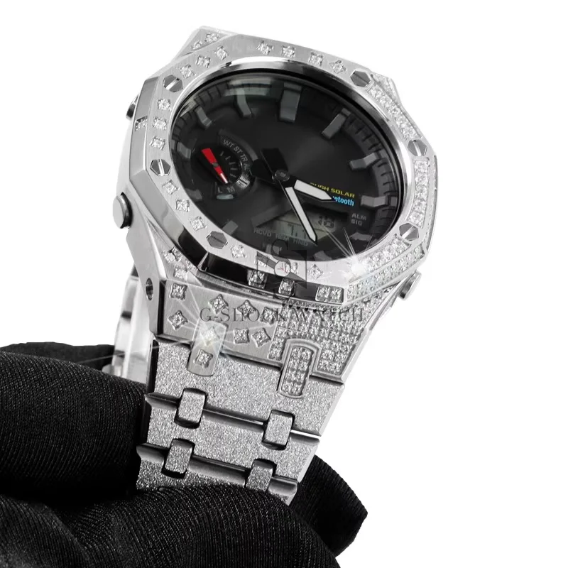 Фото GA2100 Модный комплект, корпус из нержавеющей стали, ремешок для часов Casio G-SHOCK Farm Oak GA-2100 GA-2110 GA-B2100, металлический ремешок для часов с рамкой №4