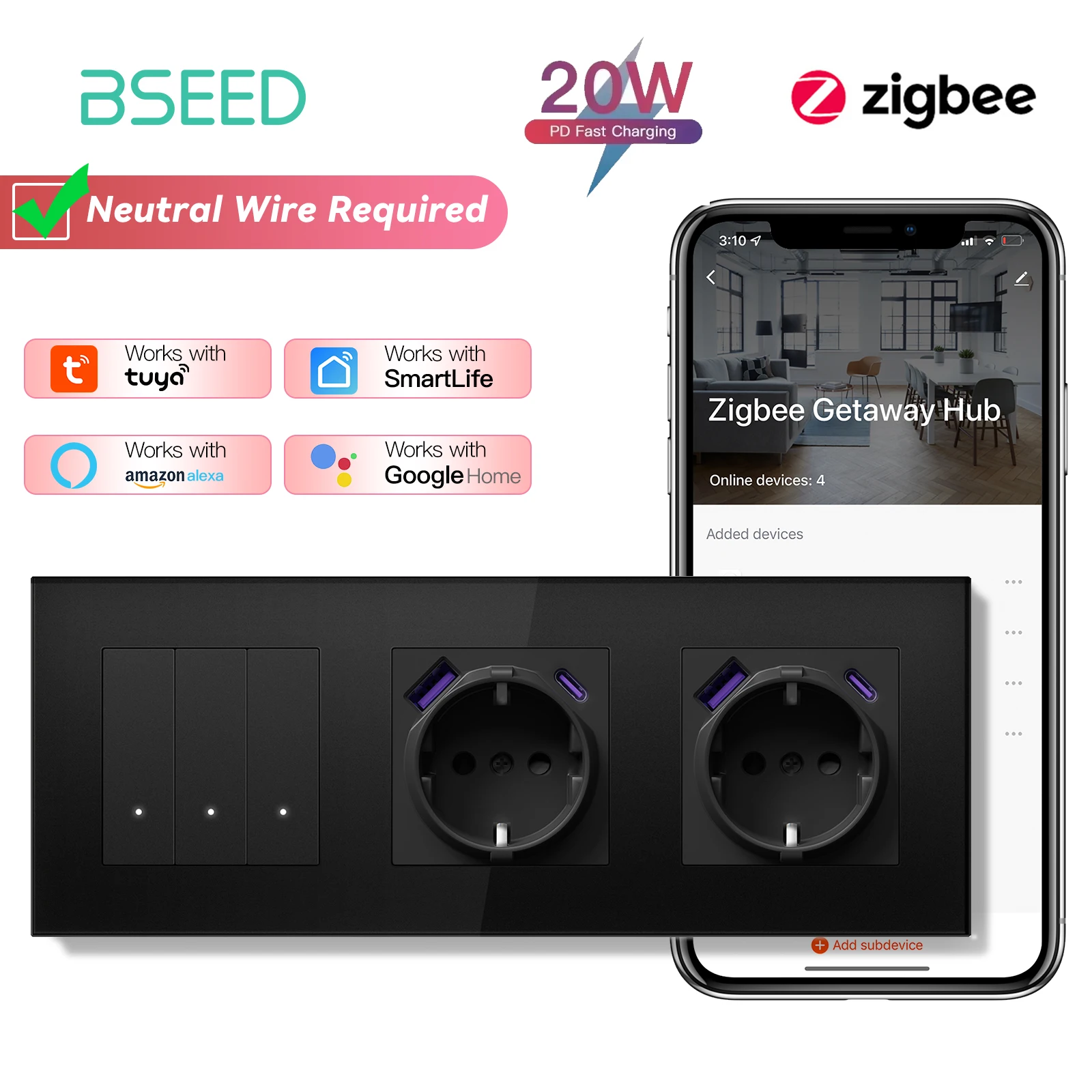 

BSEED Умные переключатели света с USB