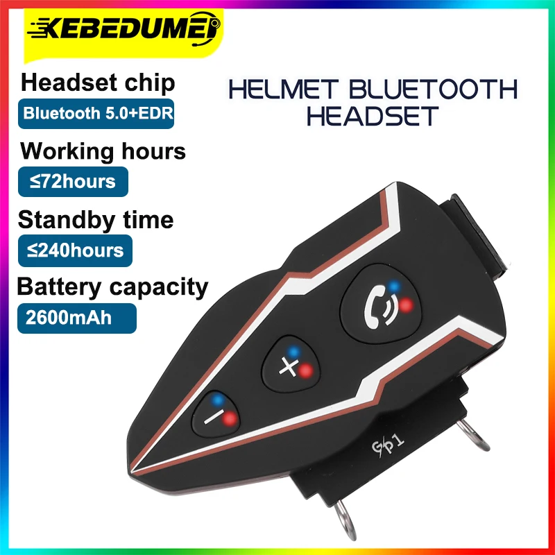 

Беспроводная мотоциклетная Bluetooth-гарнитура для шлема 2600 мАч, комплект громкой связи для звонков, стерео, защита от помех, водонепроницаемые наушники