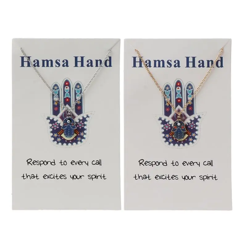 

Lucky Blue for EVIL EYE Necklace Hamsa Fatima Hand Pendant Necklace Gifts for Un