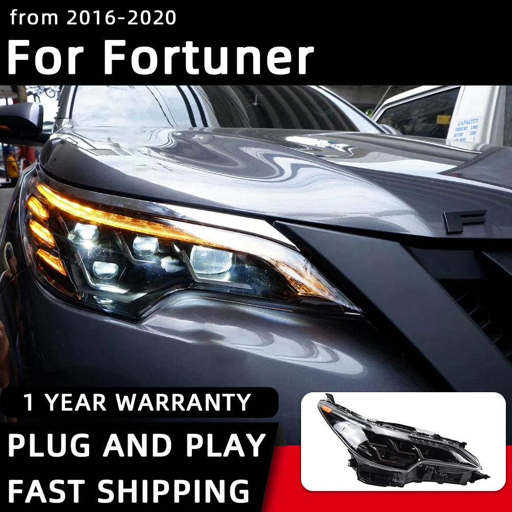

Car Styling Headlights for Fortuner LED Headlight 2016-2020 Head Lamp DRL dynamic Signal Projector Lens Automotive Accessories