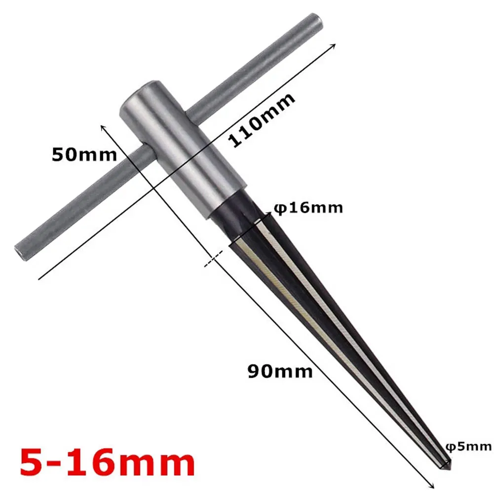 

3-13mm&5-16mm Bridge Pin Hole Hand Held Reamer T Handle Tapered 6 Flute Chamfer Reaming Woodworker Cutting Tool Core Drill Bit
