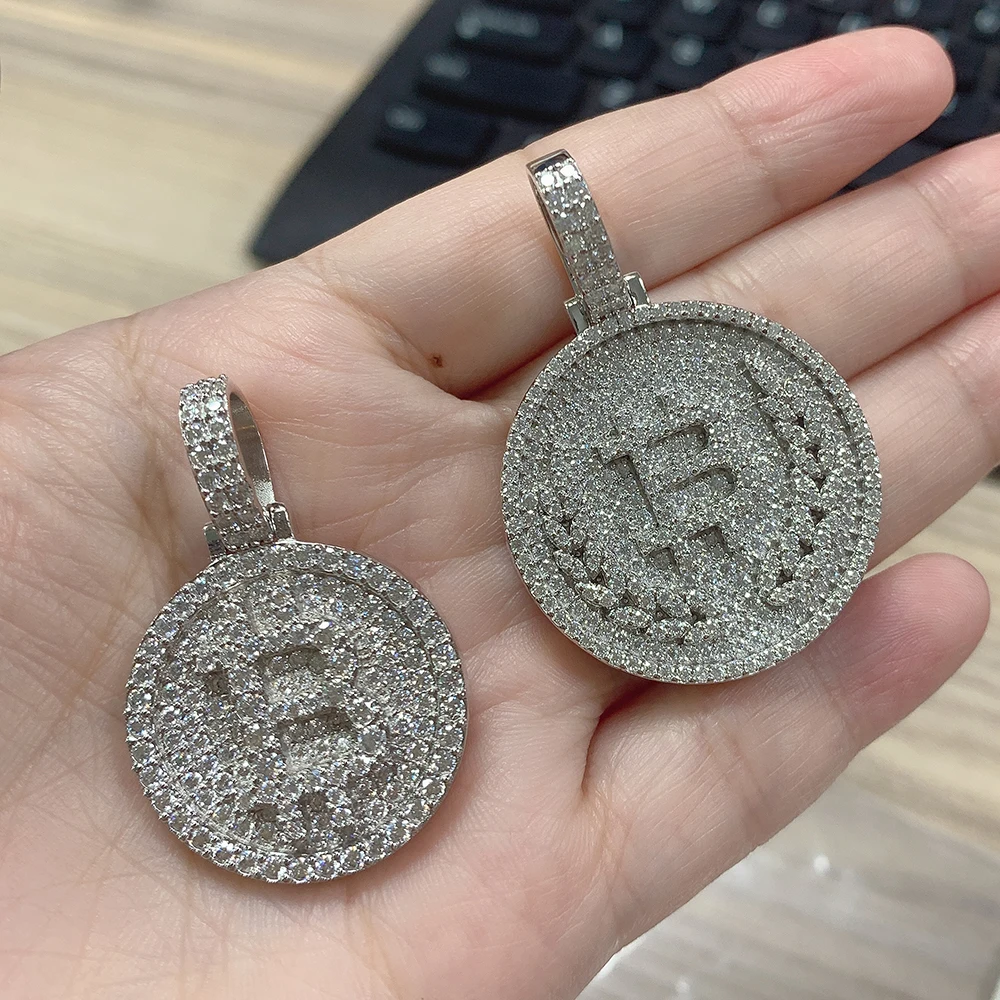 Bling Bitcoin Moissanite Pendant Necklaces For Men S925 Silver Real Diamond Necklace Women Jewelry Pass Tester With GRA