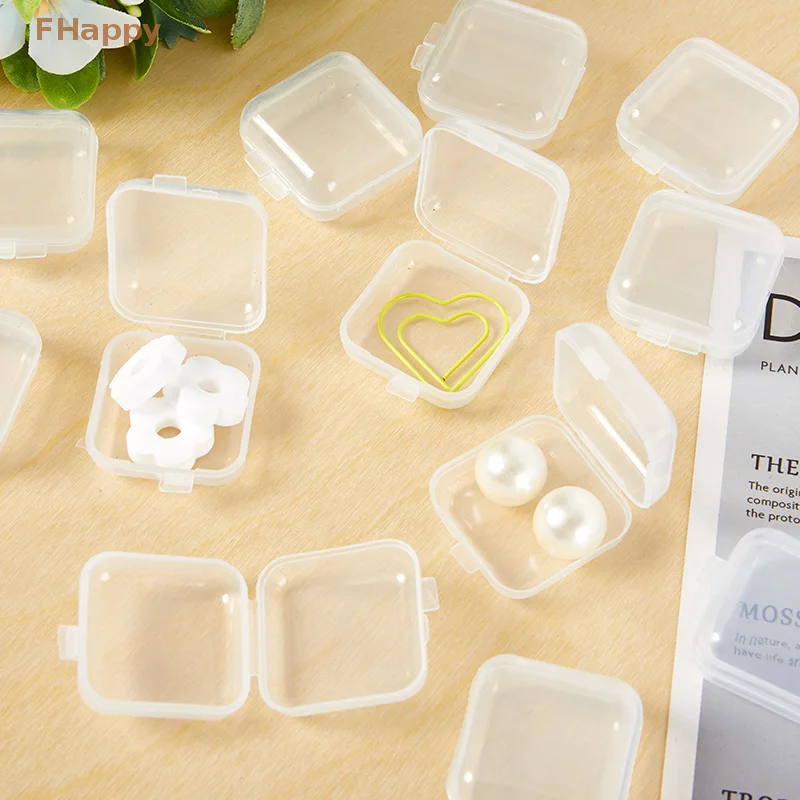 

10Pcs Mini Plastic Storage Box Transparent Jewelry Storage Case Earrings Rings Finishing Boxes Small Items Storage Container