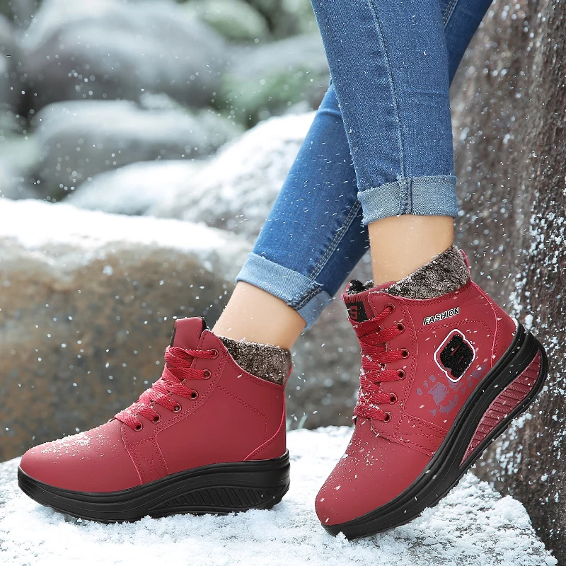 Winter Boots Women Platform Boots Warm Fur Snow Boots Women Boots Winter Lady Shake Shoes Thick Wear-resistantMujer