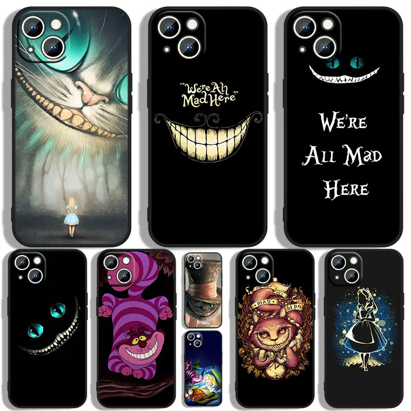 

Disney Alice in Wonderland Phone Case For Apple iPhone 11 12 13 14 Max Mini 5 6 7 8 S SE X XR XS Pro Plus Black Funda Cover Soft