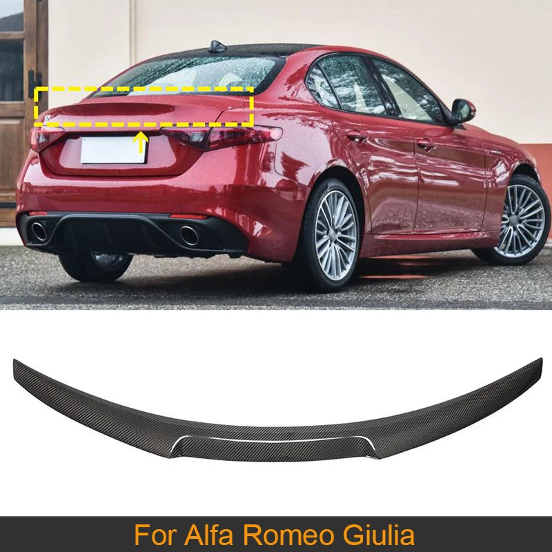 

Carbon Fiber Car Rear Trunk Boot Lip Wing Spoiler For Alfa Romeo Giulia 2017 - 2020 Rear Tail Trunk Spoiler Wing Sticker