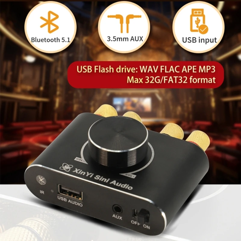Bluetooth-совместимый стереоусилитель 5 1 приемник мини HiFi Amp AUX