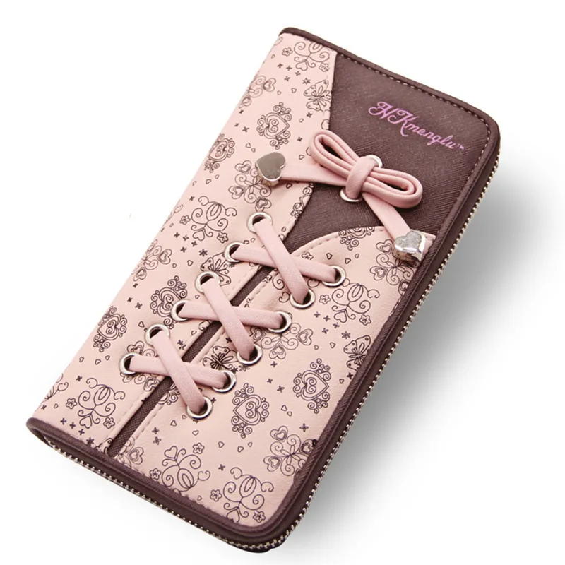 

Милый кошелек и кошельки для женщин и девушек, милый держатель для кредитных карт, Дамский Длинный Кожаный клатч для ключей и монет и телефона в стиле аниме розового цвета