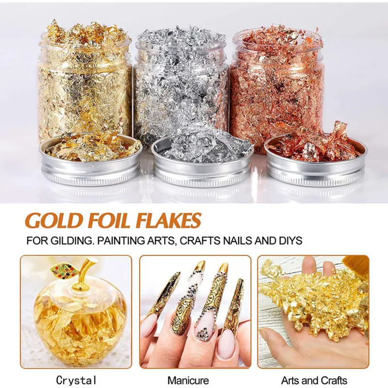Блестки из искусственной Золотой серебряной и медной фольги 3g/5g/10/G блестящая