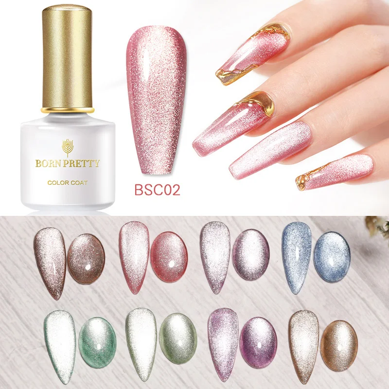 

Магнитный Гель-лак BORN PRETTY, полупрозрачный Гель-лак для ногтей со снежинками и котом, гибридный УФ-гель для маникюра