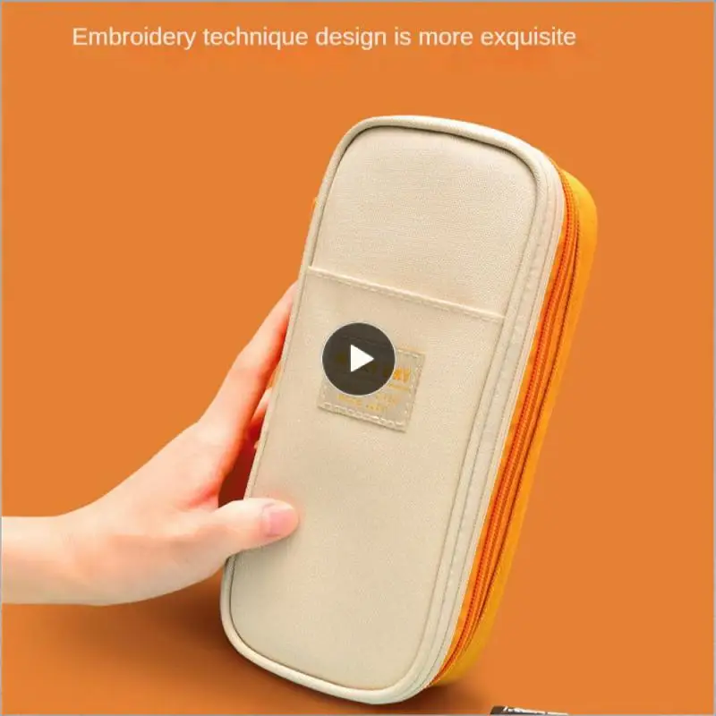 

Canvas Large Capacity Pen Bag High Quality Large Capacity Macaroon Solid Color Pen Bag School Supplies Kawaii Green Pencil Cases