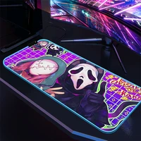 gaming led mousepad rgb mouse pad pink ghostface laptop accessories keyboard mat deskmat desk protector anime gamer mause mats