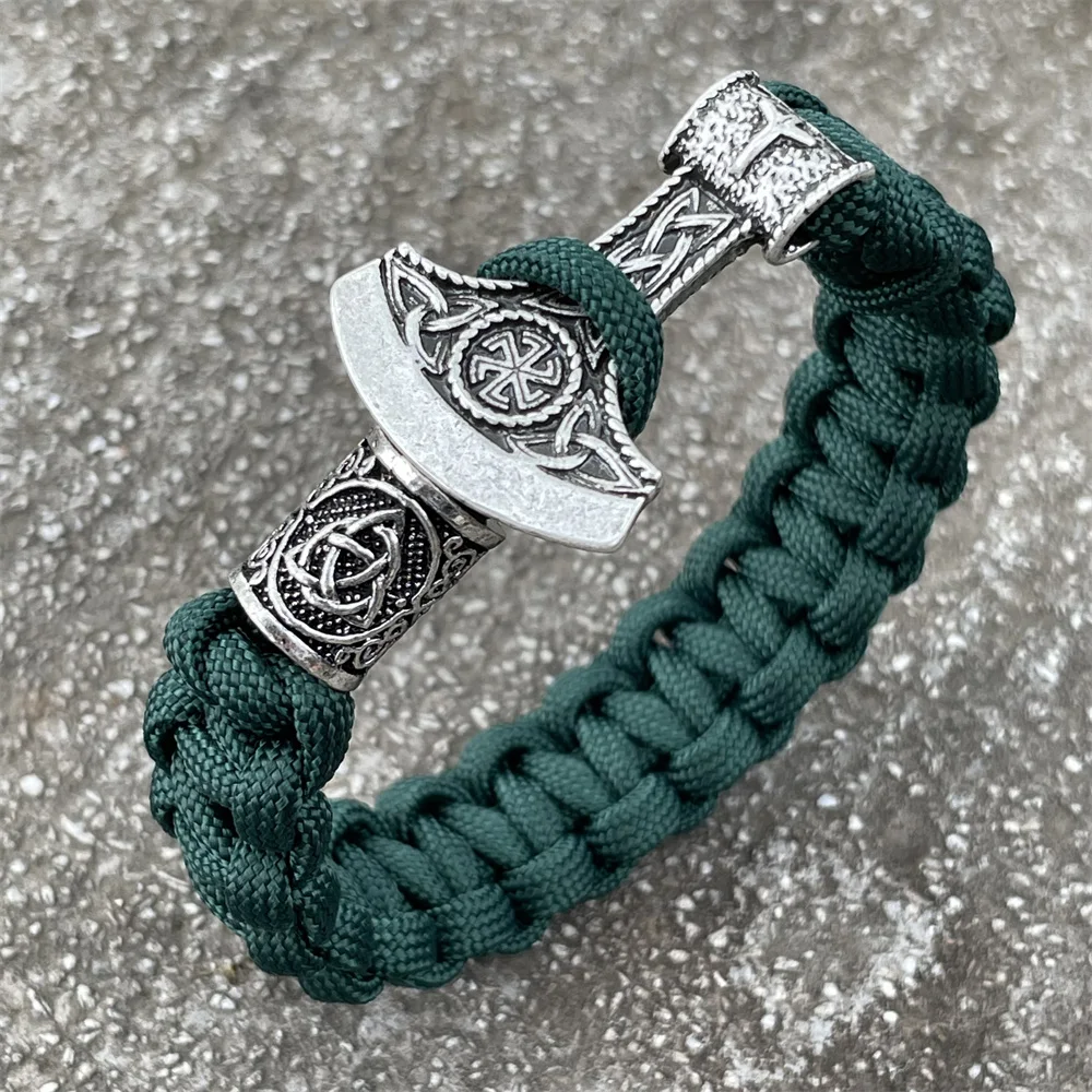 

Axe Charm Slavic Kolovrat Symbol Amulet Viking Runes Diy Beads Jewelry Vikings Accessories Mens Womens Paracord Bracelet