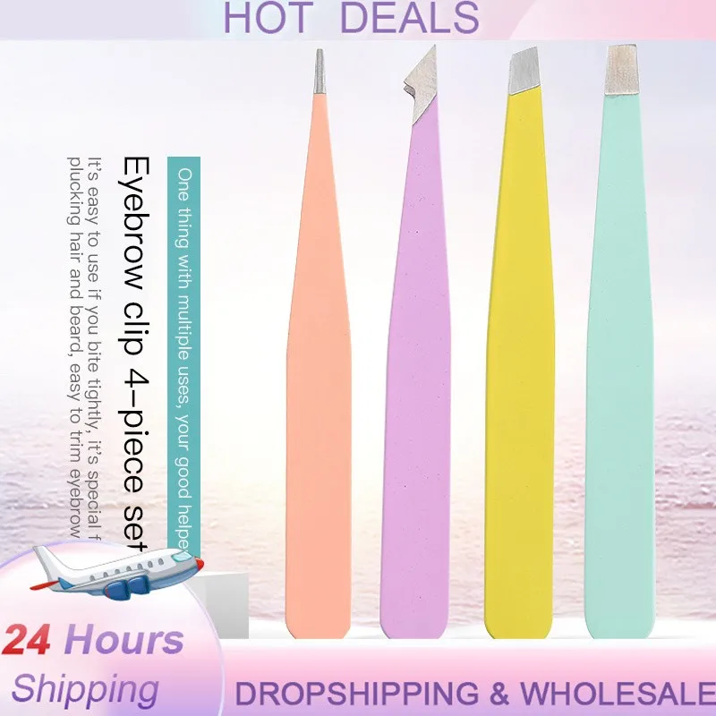 

1 Pcs Eyebrow Tweezers New Stainless Steel Eyebrow Trimming Clip Color Flat Oblique Mouth Eyebrow Clip Beauty Makeup Tool