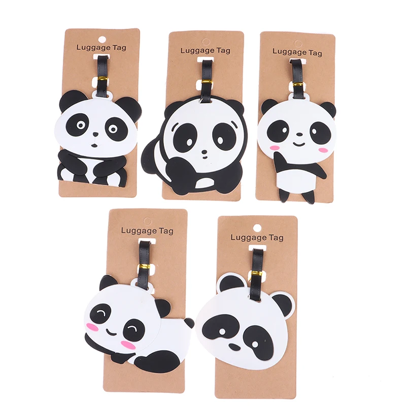 

Panda Cartoon Boarding Pass Suitcase Cartoon Luggage Tags Design ID Identifier Label Tag Address Holder Travel Accessories