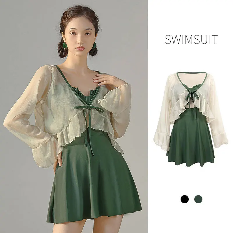 

Женский слитный купальный костюм, модная весенняя облегающая юбка с длинным рукавом, пляжная одежда для отпуска