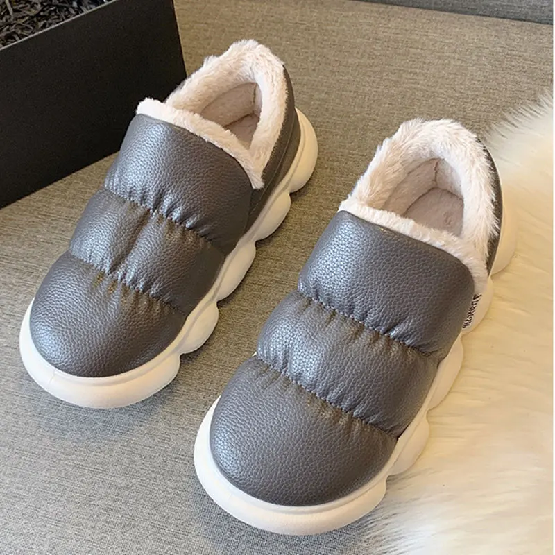 Winter Waterproof Cotton Shoes Women's Indoor Comfortable Non-slip Thick Sole Slippers Wear-resistant Outdoor Couples Slippers