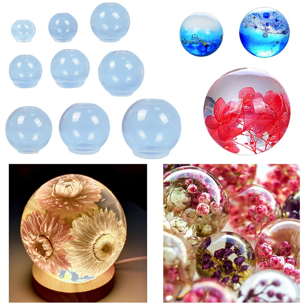 

3D Sphere Ball Silicone Mold Round Clear Mould for UV Resin Epoxy Resin Craft Supplies Flowers Preservation for Home Decor