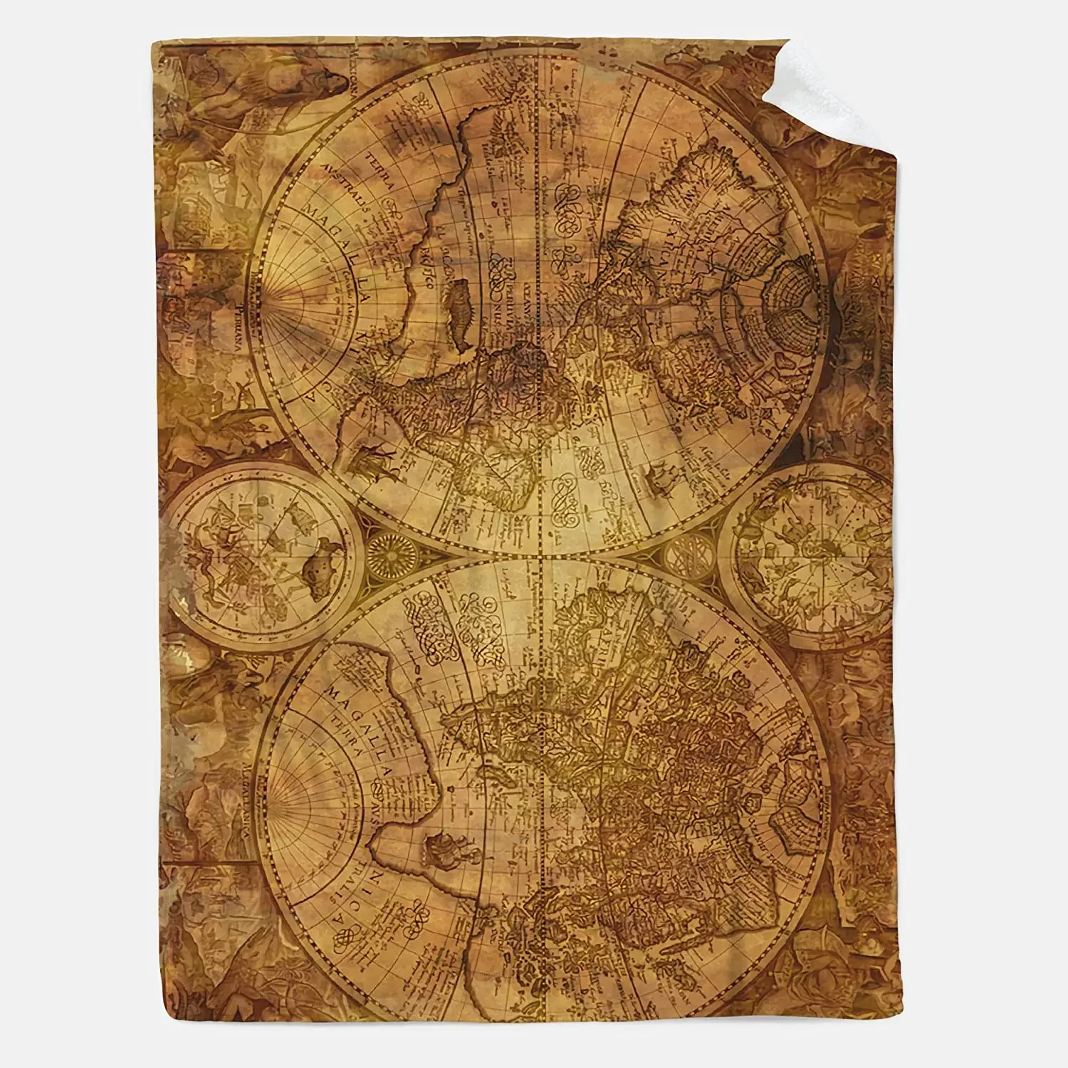 Фланелевые одеяла с изображением старой карты мира ручная работа для дивана