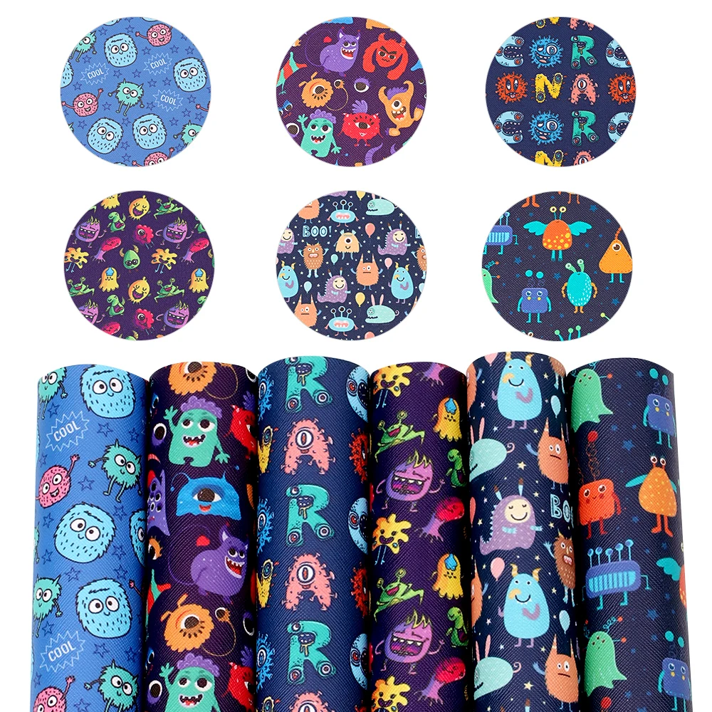 

Faux Leather Sheet Rocket Spaceship Robot Pattern Printed Synthetic Leather Fabric For DIY Bag Craft Handmade 22*30cm/pc IBOWS