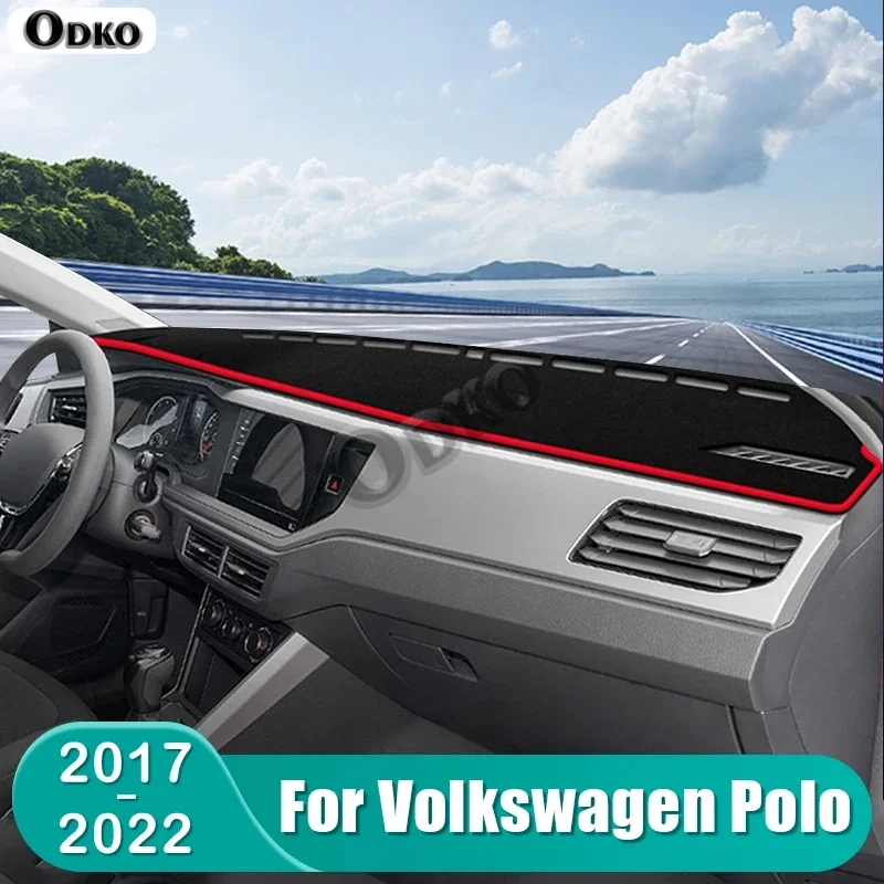 Фото Для Volkswagen VW Polo AW AW1 MK6 2017-2022: Накидка на приборную панель, солнцезащитный коврик, нескользящая подкладка, аксессуары №2
