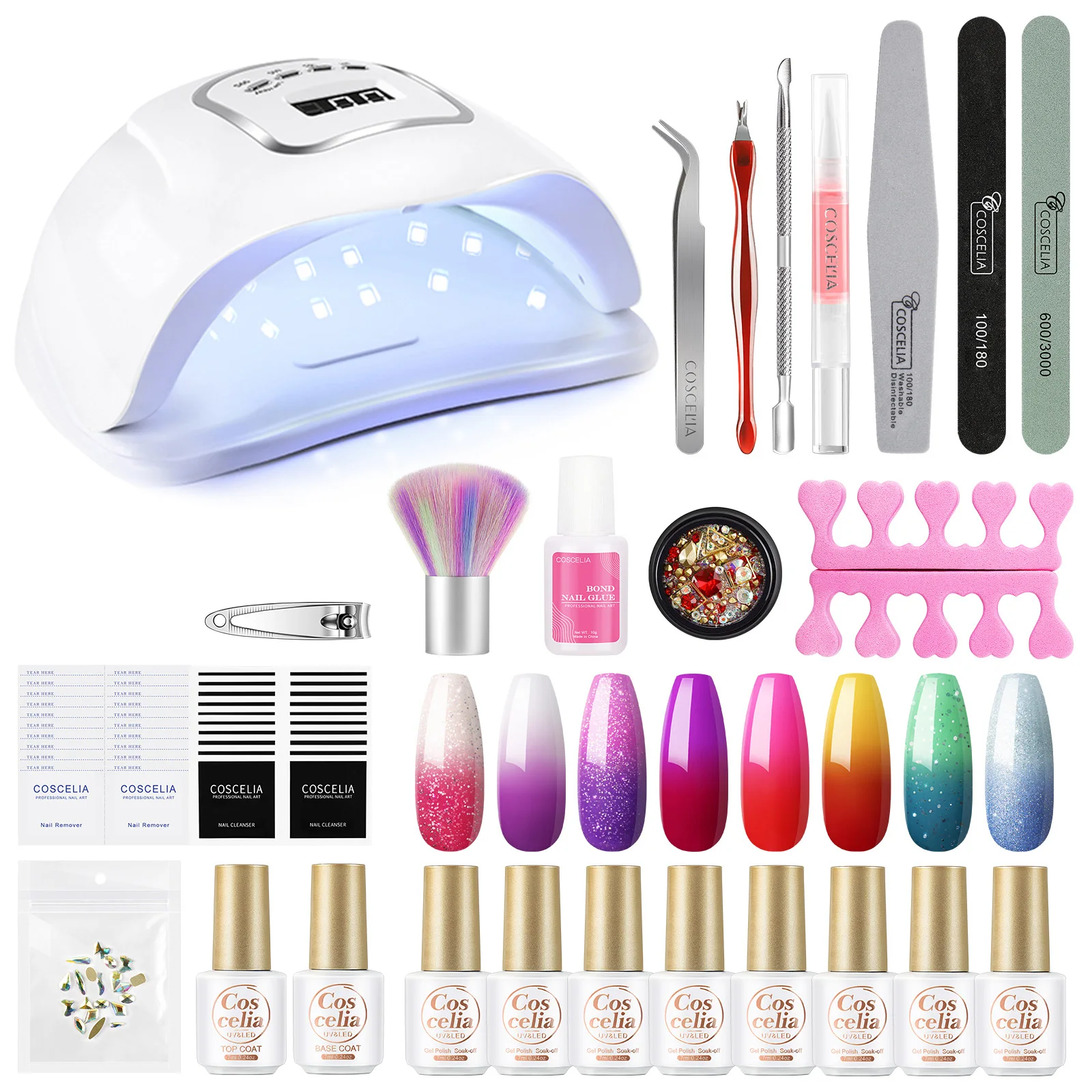 

COSCELIA Gel Nail Polish Kit Mood Temperature Color Changing Gail Polish Set with UV Led Nail Lamp Manicure Kits