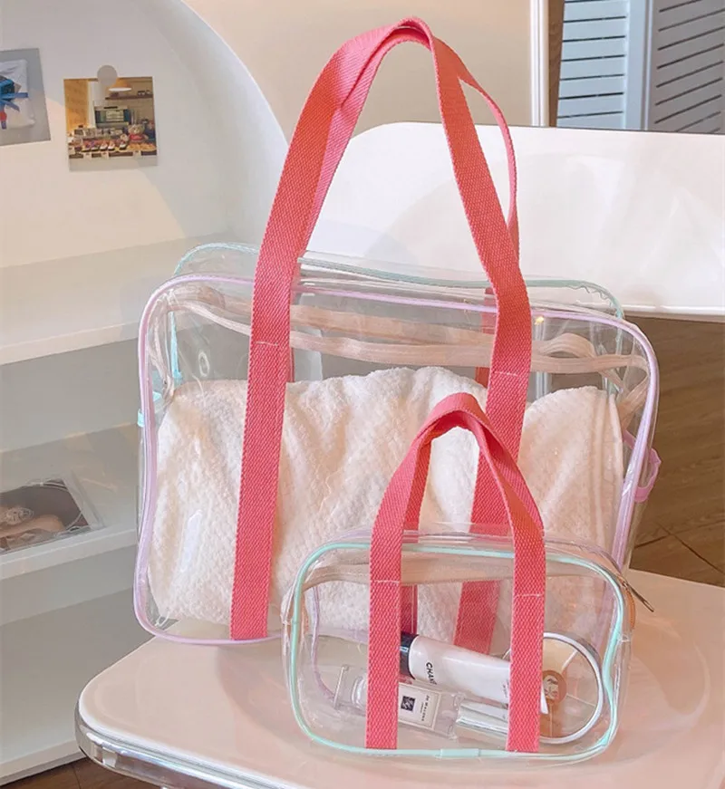 

Милая прозрачная косметичка-макарон, портативная Студенческая канцелярия, чехол для карандаша, большая емкость, для путешествий