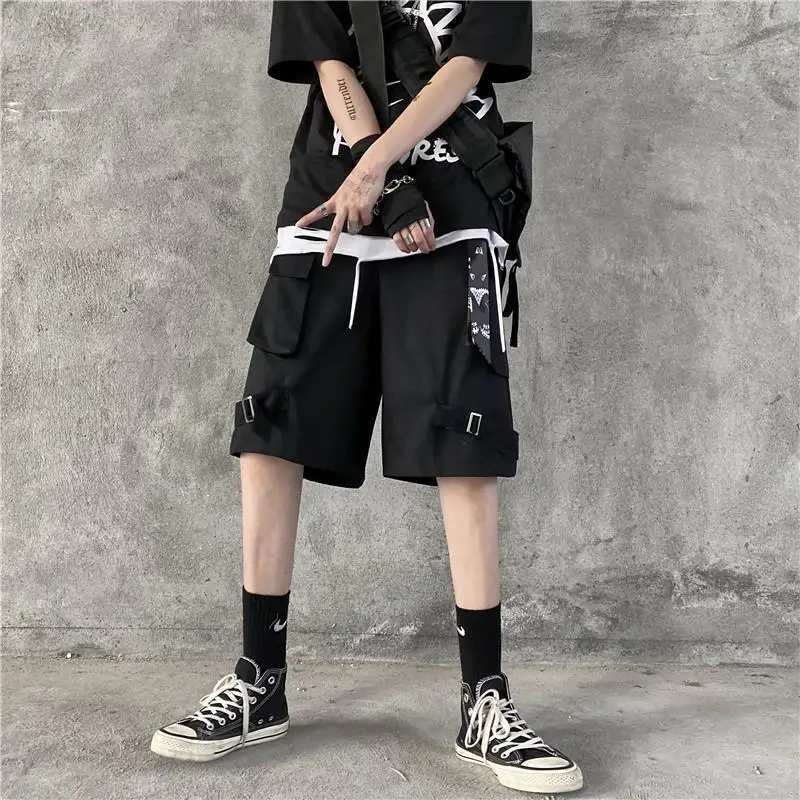 Шорты-карго мужские в готическом стиле стильные штаны-карго удобные дышащие панк