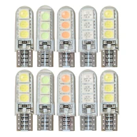 10x t10 led w5w bulb white car interior light 5050 6smd silicone clearance wedge side signal turn parking license plate lamp 12v