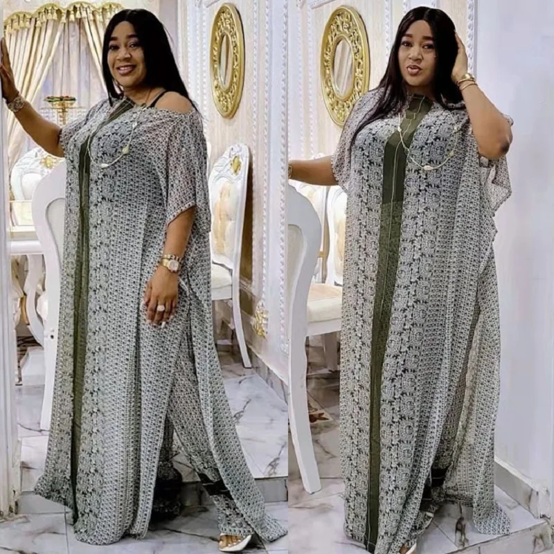 

Wepbel African Long Dress Women Casual Loose Robe Off-Shoulder Swing Dress 2 Piece Sets Outfits Summer Clothing Long Dress Sets