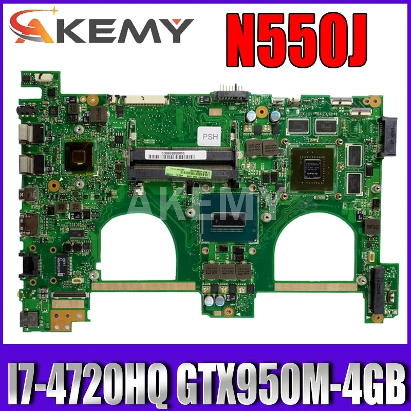 

original N550JX mainboard board W/ I7-4720HQ GTX950M-4GB-GPU FOR ASUS N550JV N550JK G550JX N550J Laptop motherboard