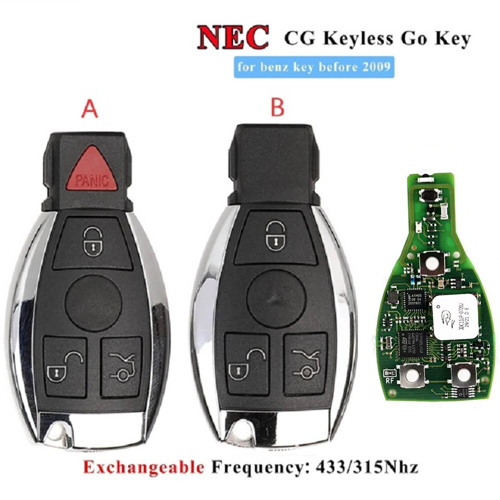 

CG CGDI 3/4 Кнопка NEC 03/06/08 версия Брелок дистанционного ключа без ключа для Mercedes-Benz до 2009 315 МГц 433 МГц
