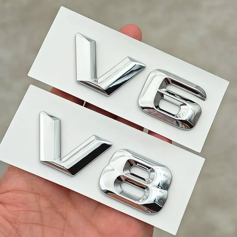 Фото 3D ABS хромированные буквы V6 V8 V10 V12 Автомобильное крыло с боковым логотипом, наклейка для Mercedes Benz W205 W204 W213 W212 W221, аксессуары №3