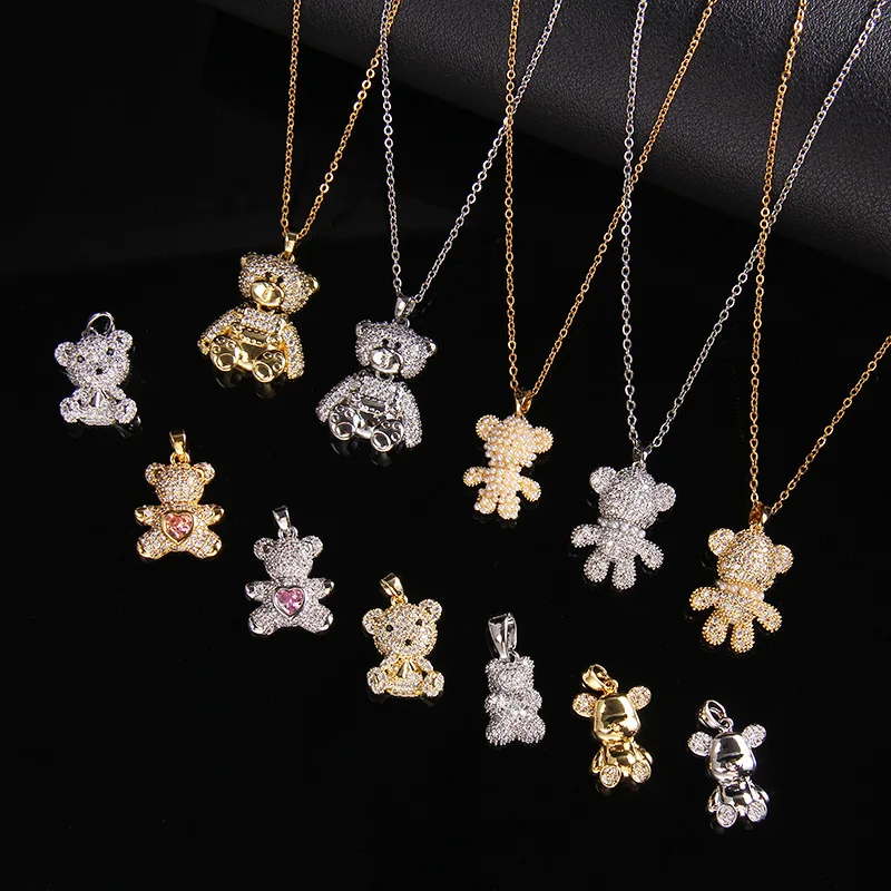

Cute Bear Titanium Steel Pendant Necklace For Women Y2K Trendy Korean Gold Color Chain New In Jewelry