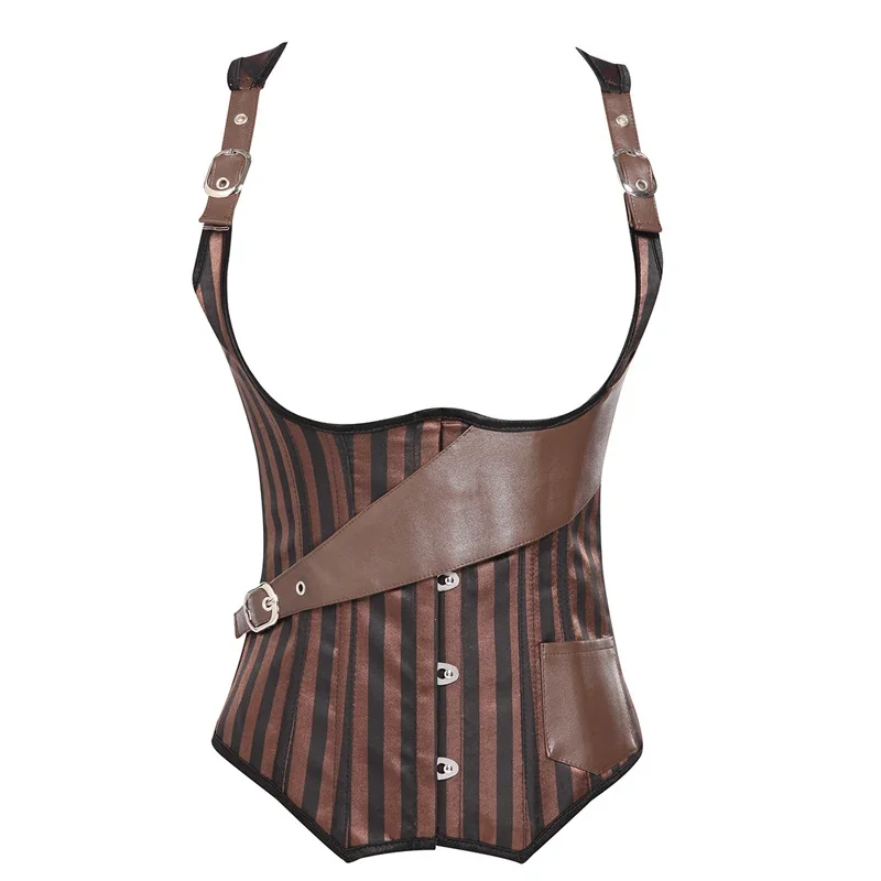 Модный женский корсет из стальной кости готический стимпанк пряжки заклепки