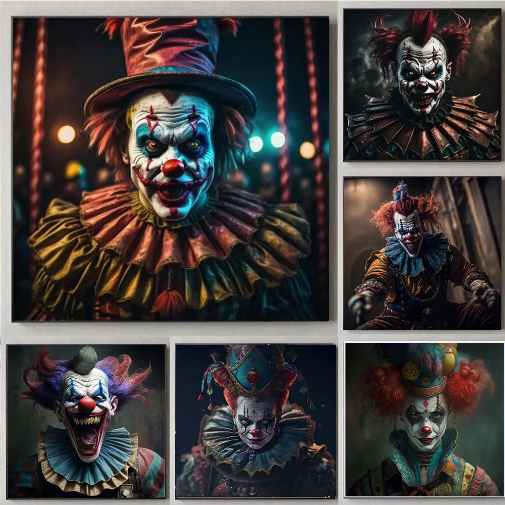 Абстрактная забавная картина с изображением цирк клоуна на холсте настенное