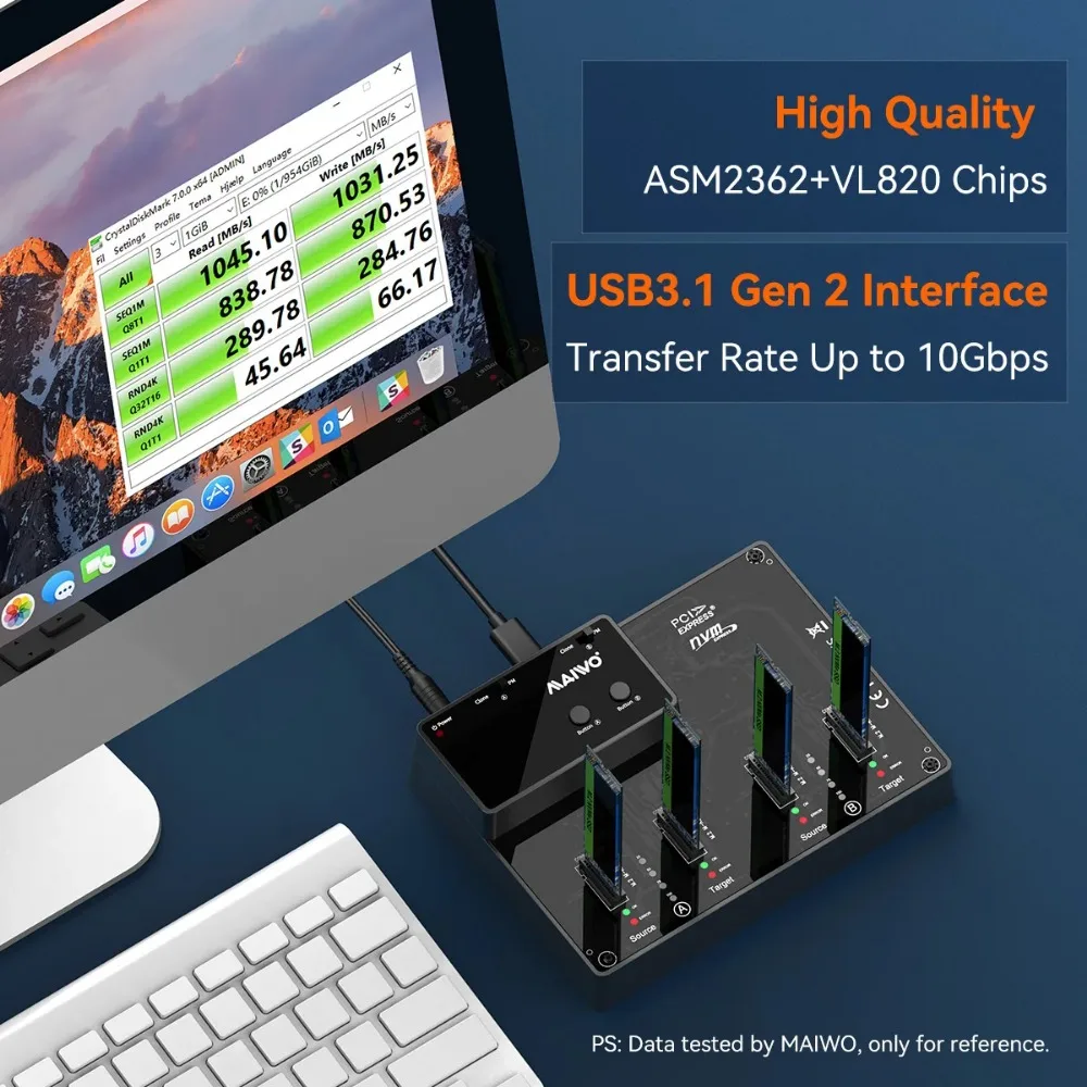 Maiwo Hdd И Ssd Enclosure Device Usb Type-c Внешний Считыватель Жестких Дисков Writer Clone Tool Для M.2 Nvme 8tb