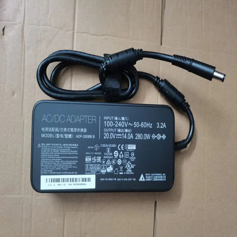 

NEW OEM Delta 280W 20.0V 14.0A 7.4mm ADP-280BB B Rev:02 AC Adapter For MSI GE75 RAIDER MS-17E2 Gaming Laptop Power Cord