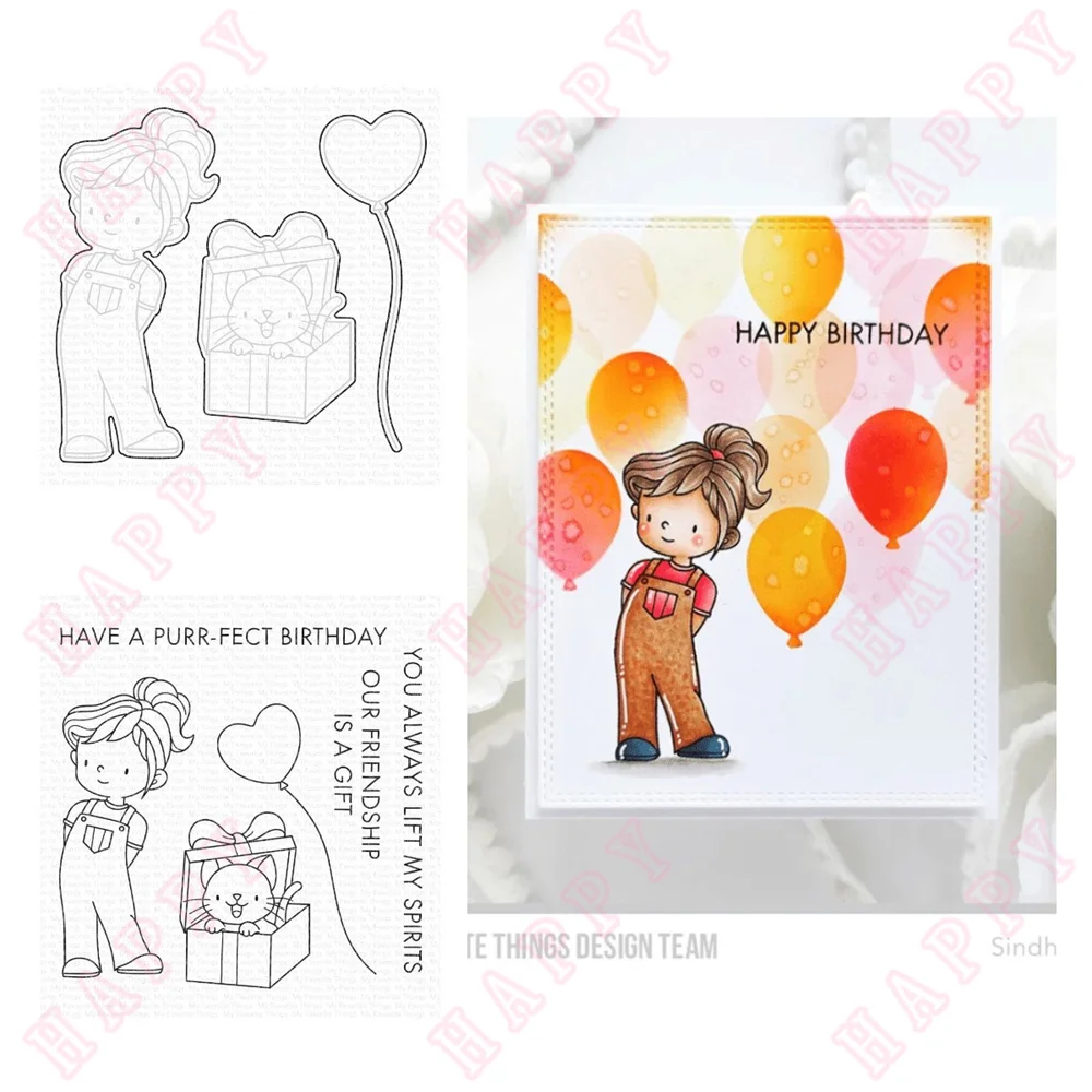 

Purr Fect Birthday Metal Cut Dies Stamps DIY Scrapbooki Paper Diary Decoration Template Manual Greet Handmade For 2022 Embossing